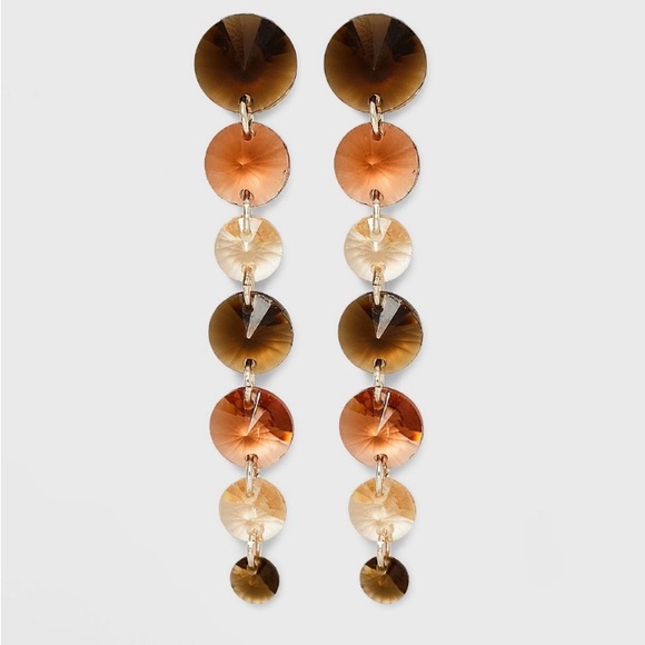 NWT A New Day Beaded Linear Earrings & Stone Beaded Necklace Set, Brown & Gold - Picture 4 of 7